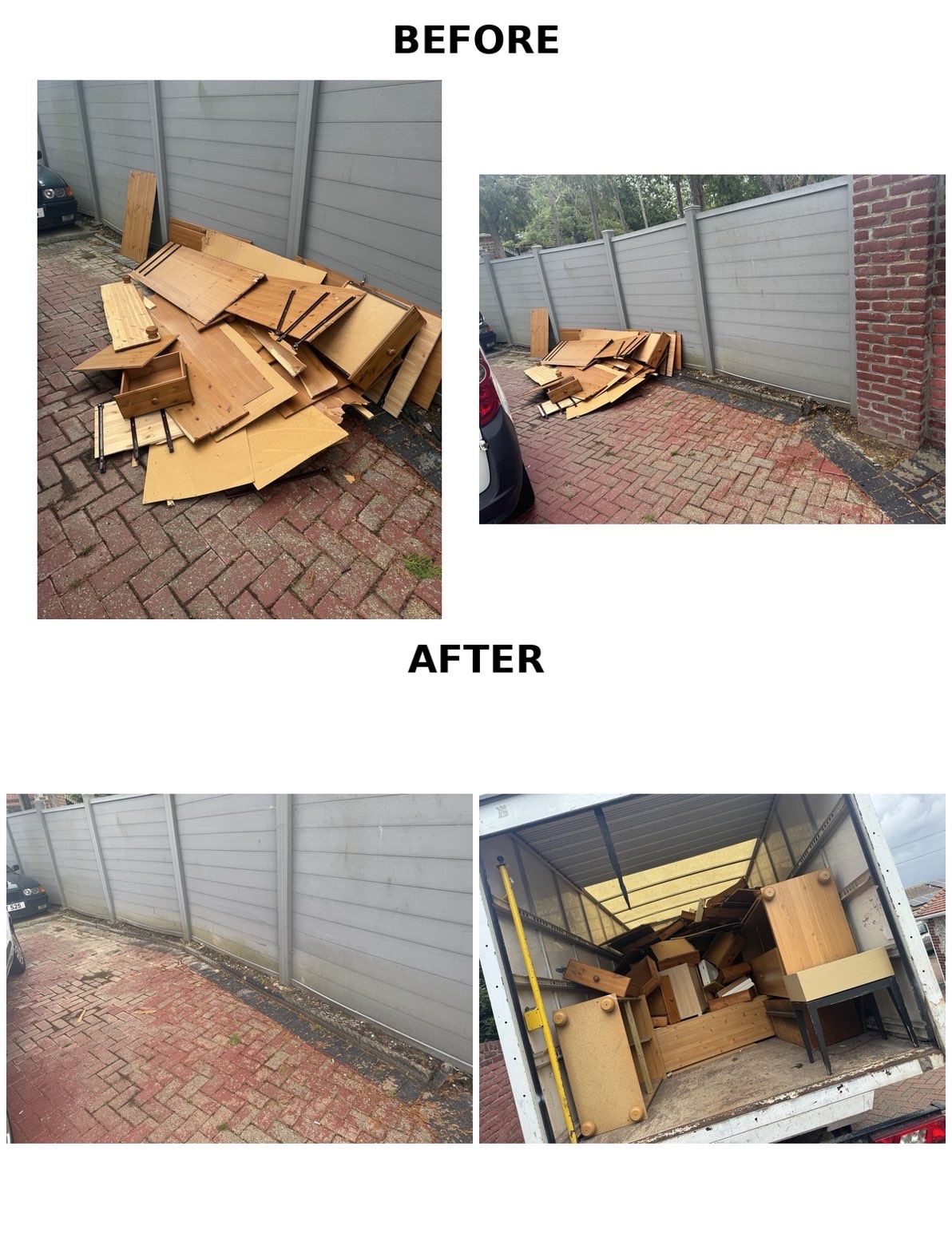 Before and after furniture and waste clearance
