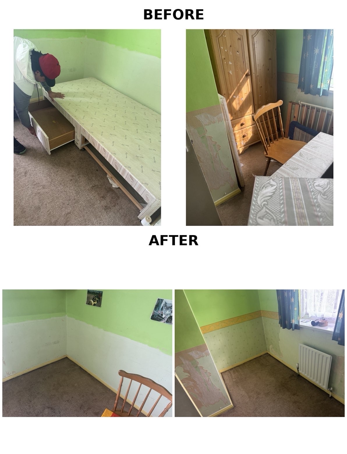 Before and after room clearance