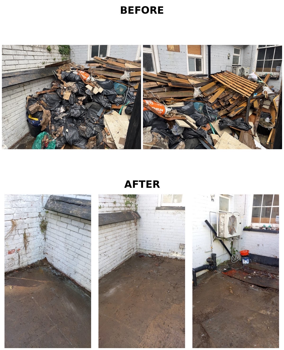 Before and after heavy waste clearance